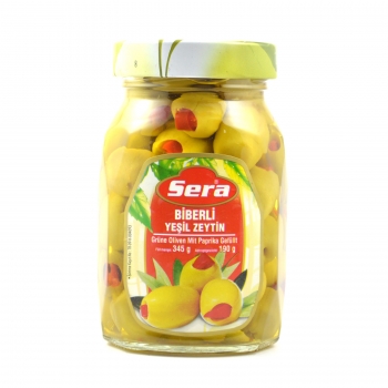Sera  Grüne Oliven mit Paprikafüllung 345 g (Biberli Yesil Zeytin)